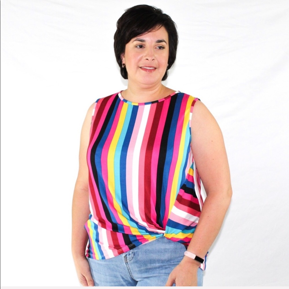 3 pack plus size Rainbow Striped top
